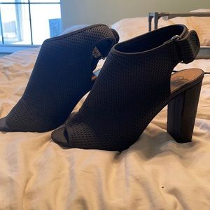 3” chunky peep toe heels
